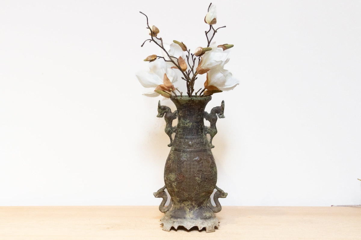 Antique Verdigris Chinese Bronze Vase