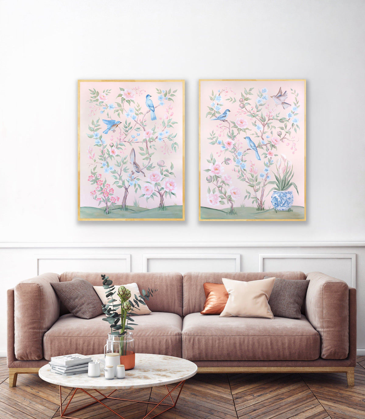 Blush Chinoiserie No. 2 – Fine Art Canvas Print (Various Sizes)