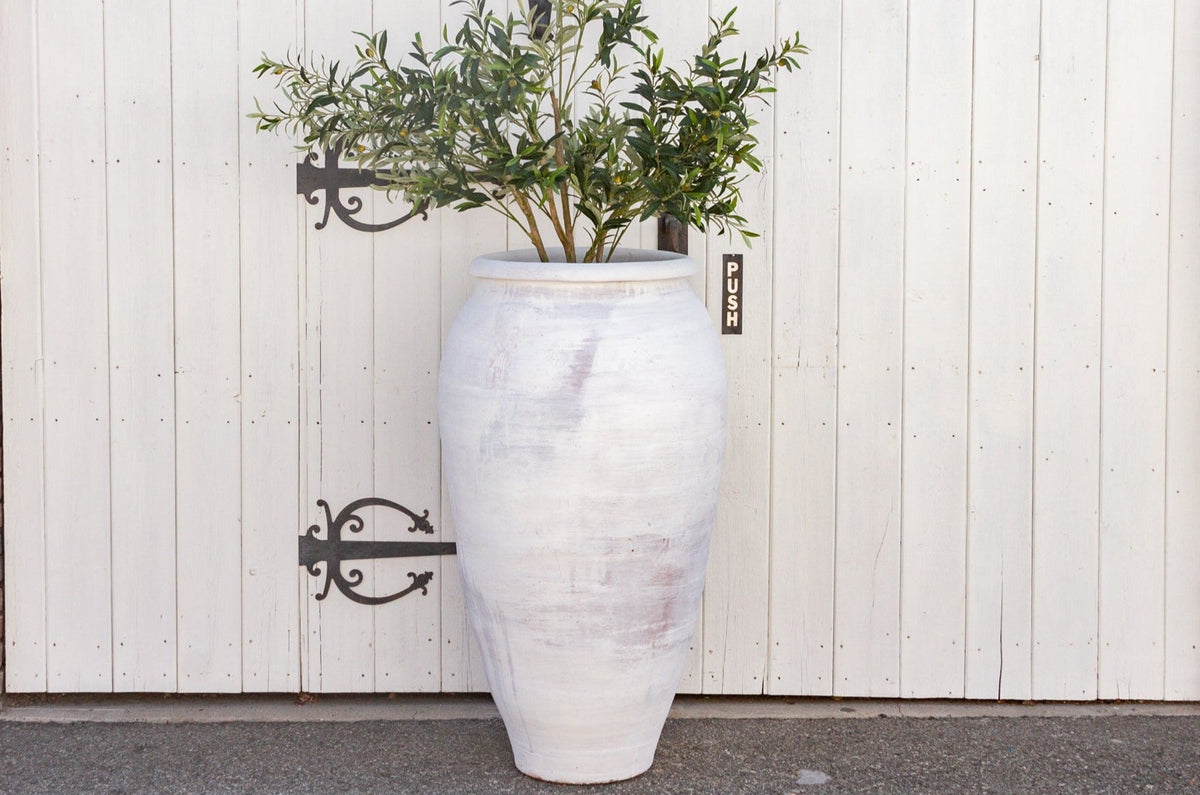Large White Greek Clay Planter