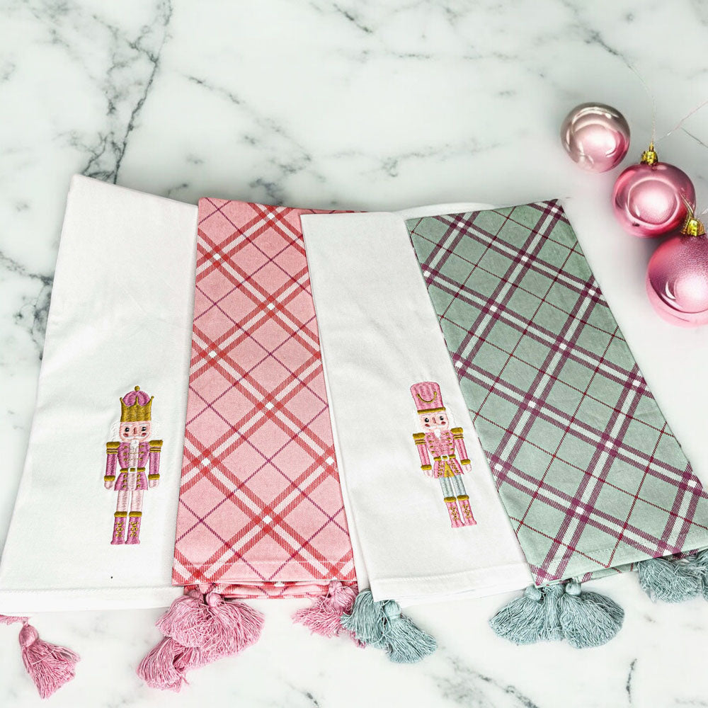 Pink Nutcracker Tea Towel (2 Tassel Color Options)