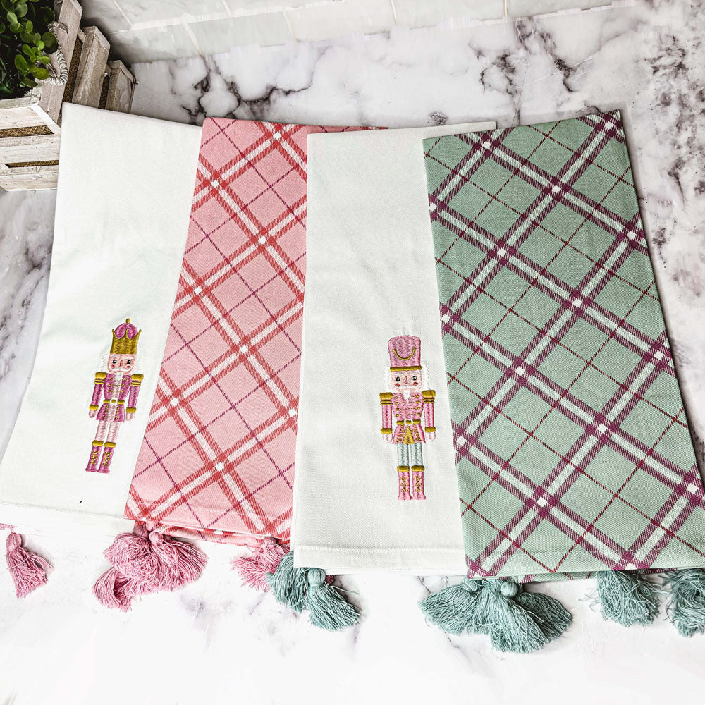 Pink Nutcracker Tea Towel (2 Tassel Color Options)