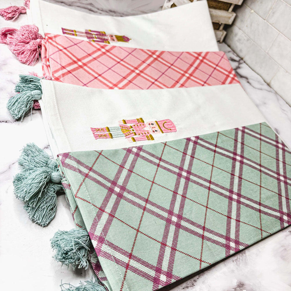 Pink Nutcracker Tea Towel (2 Tassel Color Options)