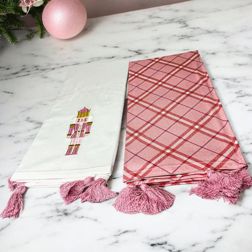 Pink Nutcracker Tea Towel (2 Tassel Color Options)