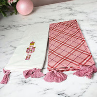Pink Nutcracker Tea Towel (2 Tassel Color Options)