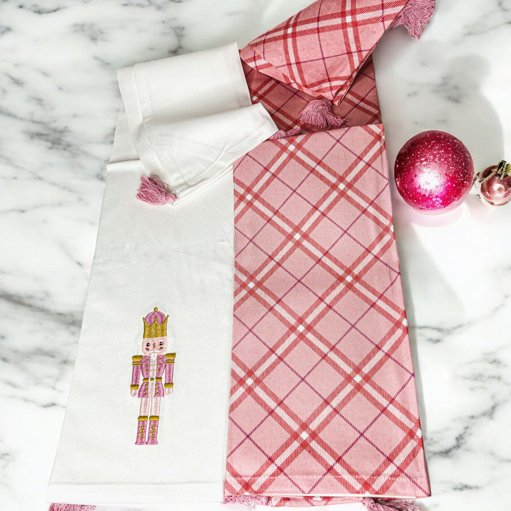Pink Nutcracker Tea Towel (2 Tassel Color Options)