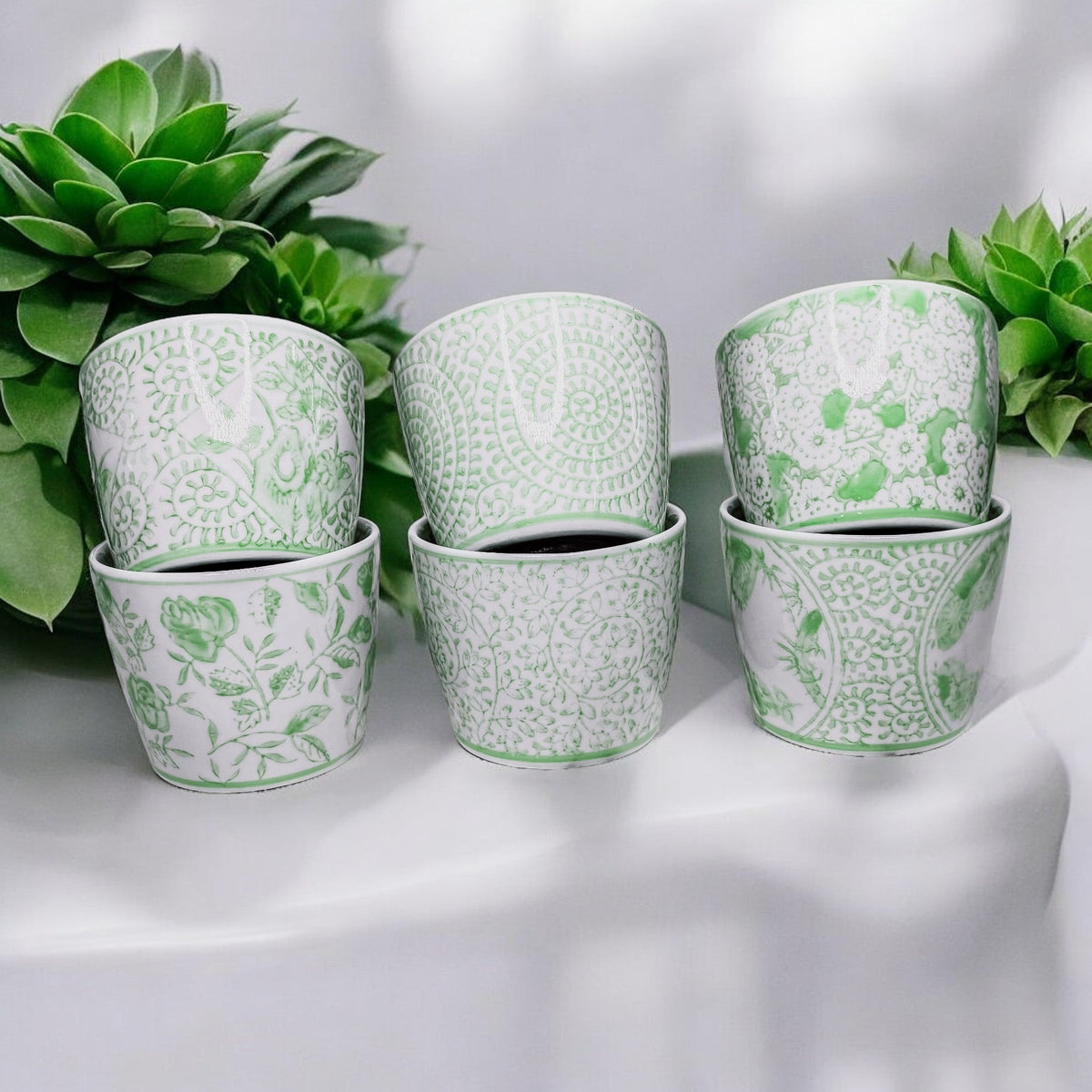 Mini Green Cachepots (Various Prints)