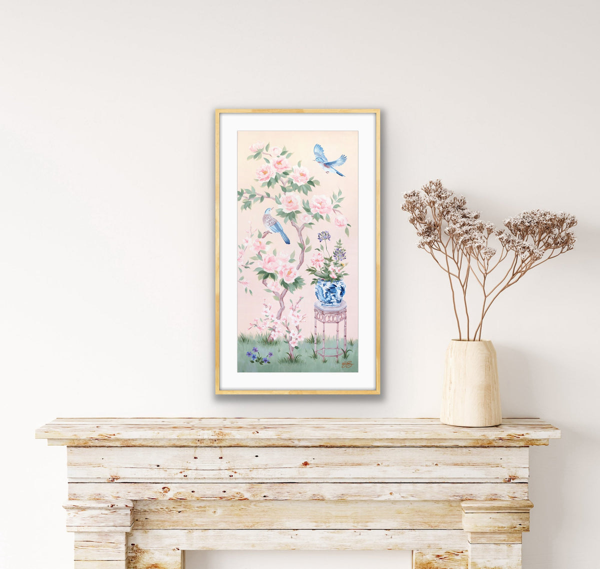 June – Pink Chinoiserie Fine Art Paper Print (Various Sizes)