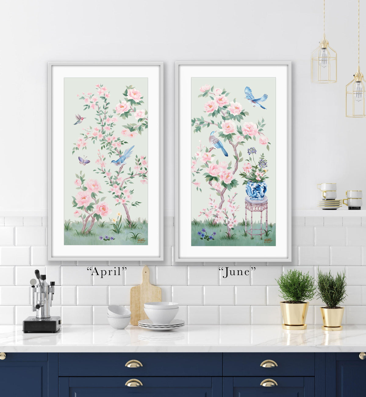 June – Green Chinoiserie Fine Art Paper Print (Various Sizes)