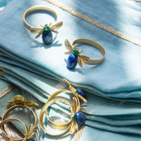 Etched Wing Bug Skinny Napkin Rings – Lapis Lazuli (Set of 4)