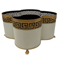 Pale Green & Gold Greek Key Quatrefoil Planter