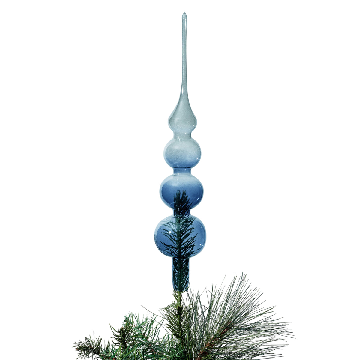 Glass Bubble Tree Topper, Navy and Grey