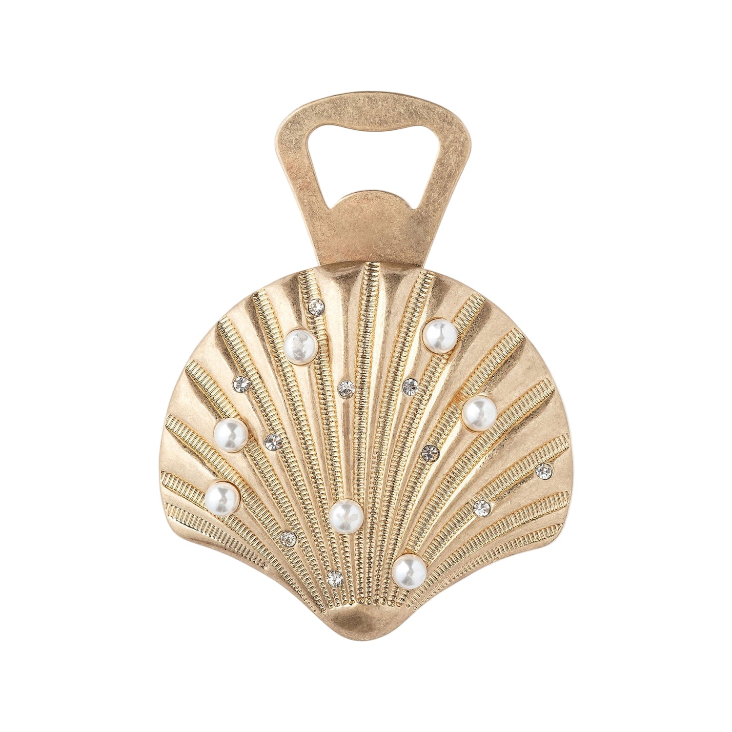 Shell Bottle Opener with Pearls and Crystals