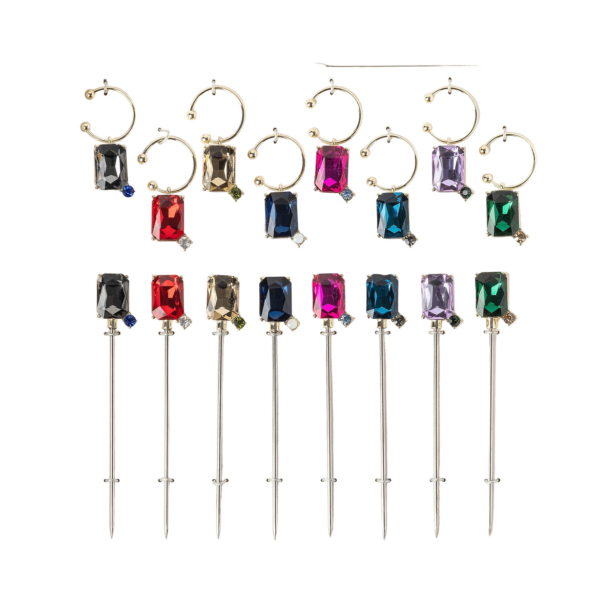 Cocktail Party Set – Single Gem Picks &amp; Wine Charms