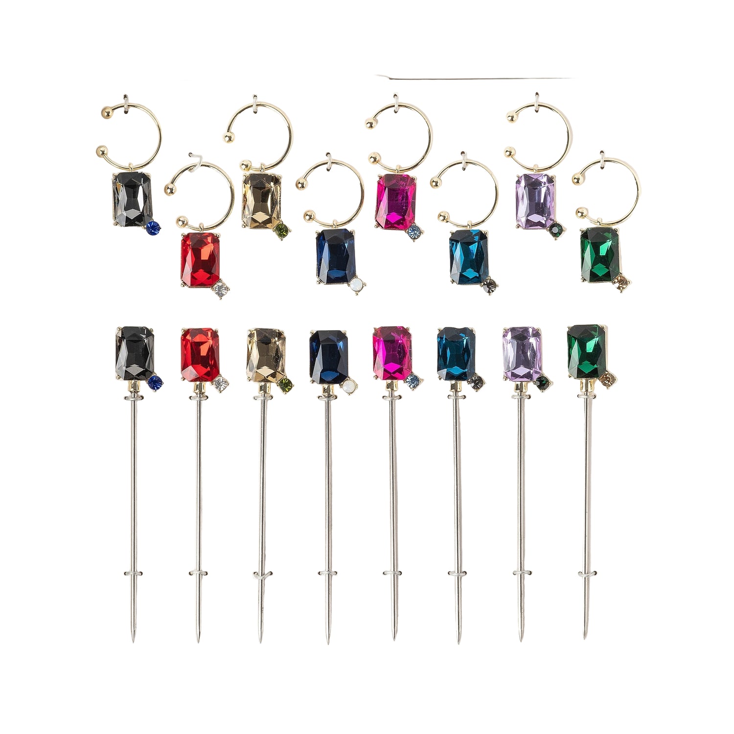 Cocktail Party Set – Single Gem Picks &amp; Wine Charms