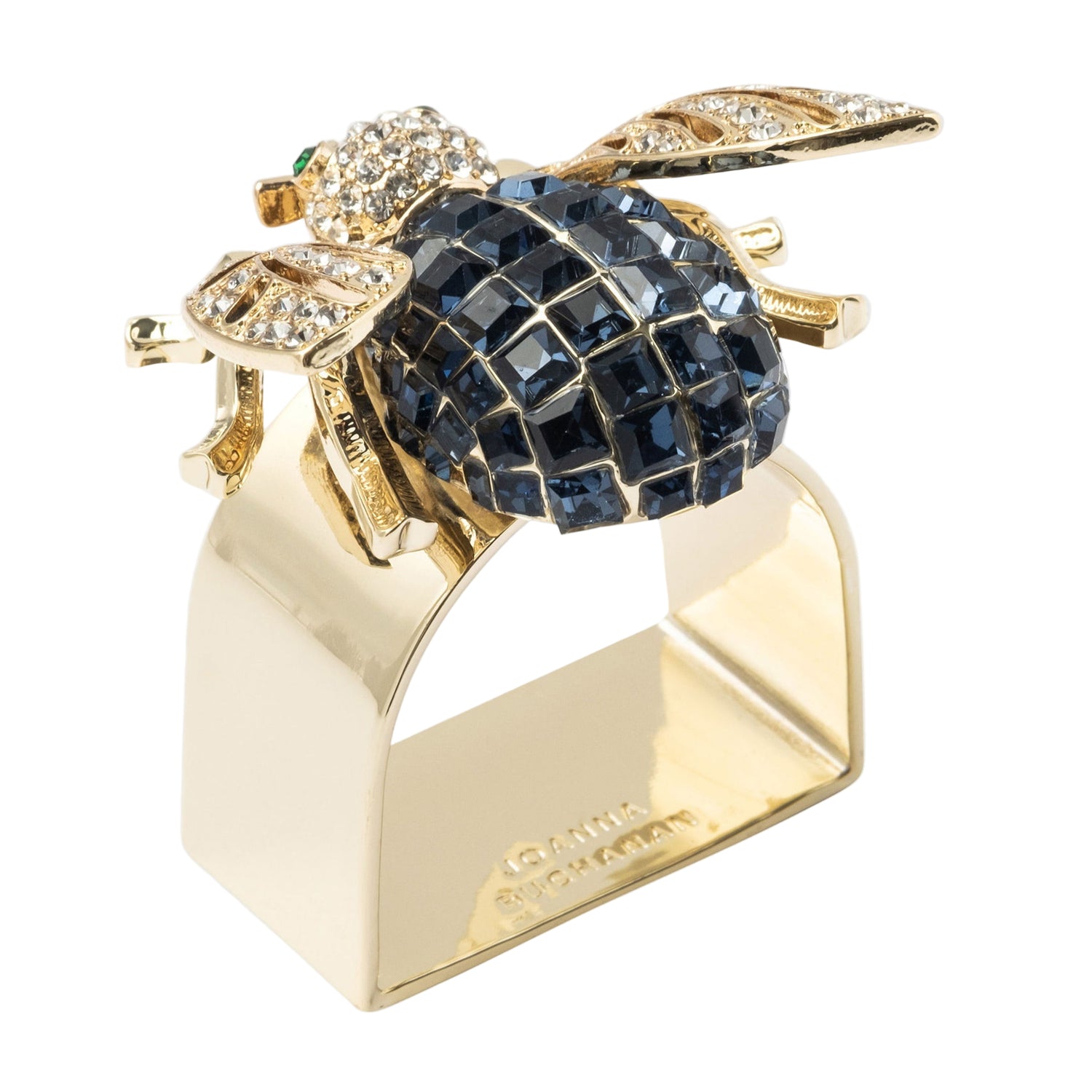 Large Sparkle Bee Napkin Rings – Navy (Set of 4)