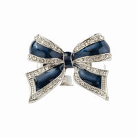 Enamel Bow Skinny Napkin Rings – Navy (Set of 4)