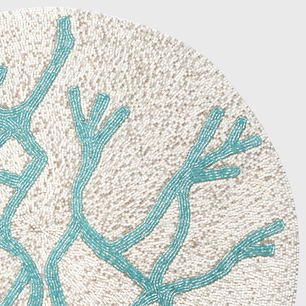 Delicate Coral Hand-Beaded Placemat – Turquoise