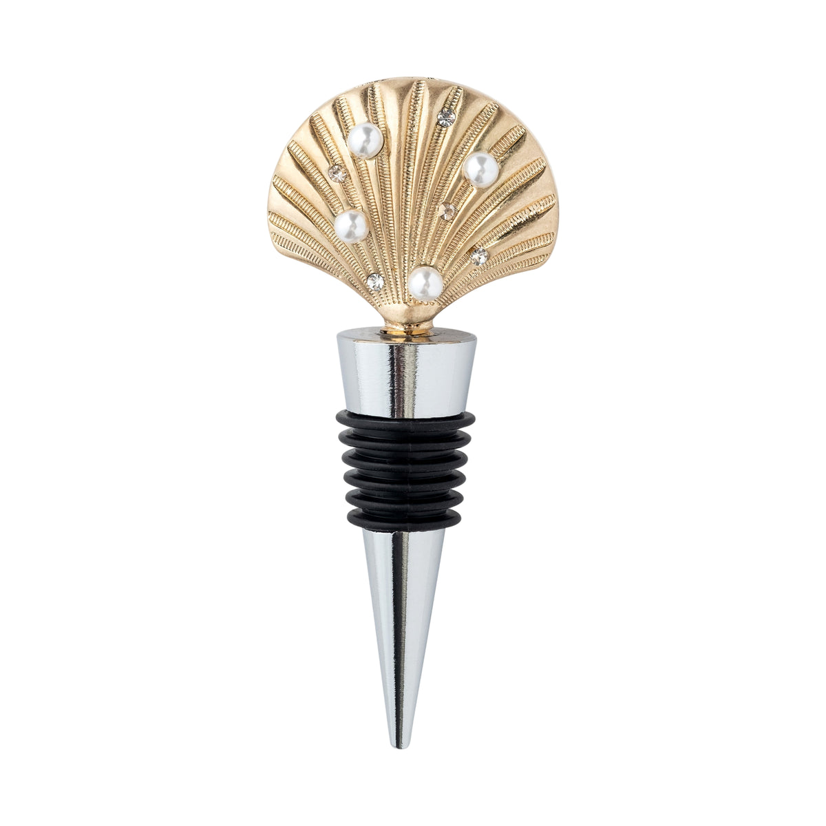 Shell Wine Stopper with Pearls &amp; Crystals