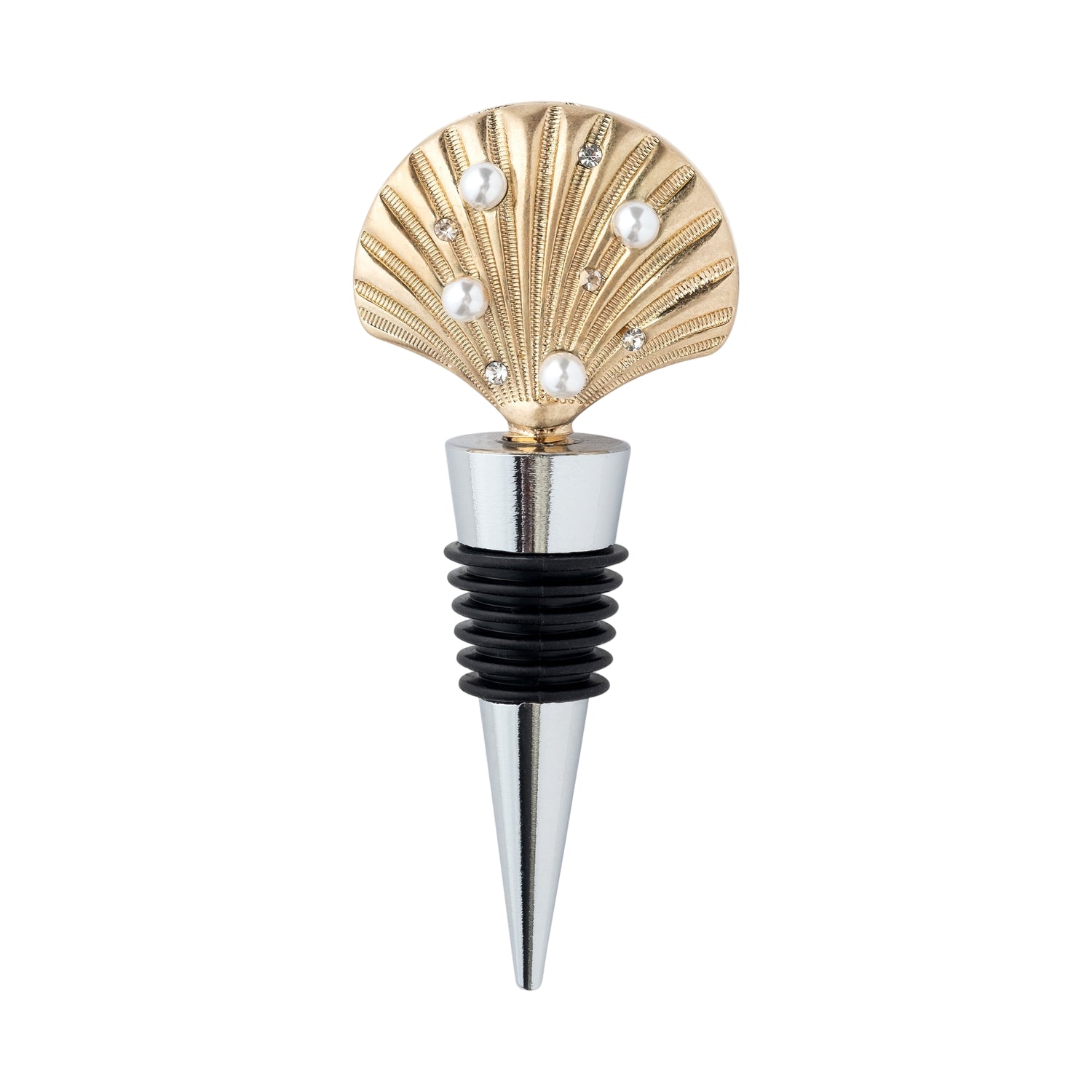 Shell Wine Stopper with Pearls &amp; Crystals