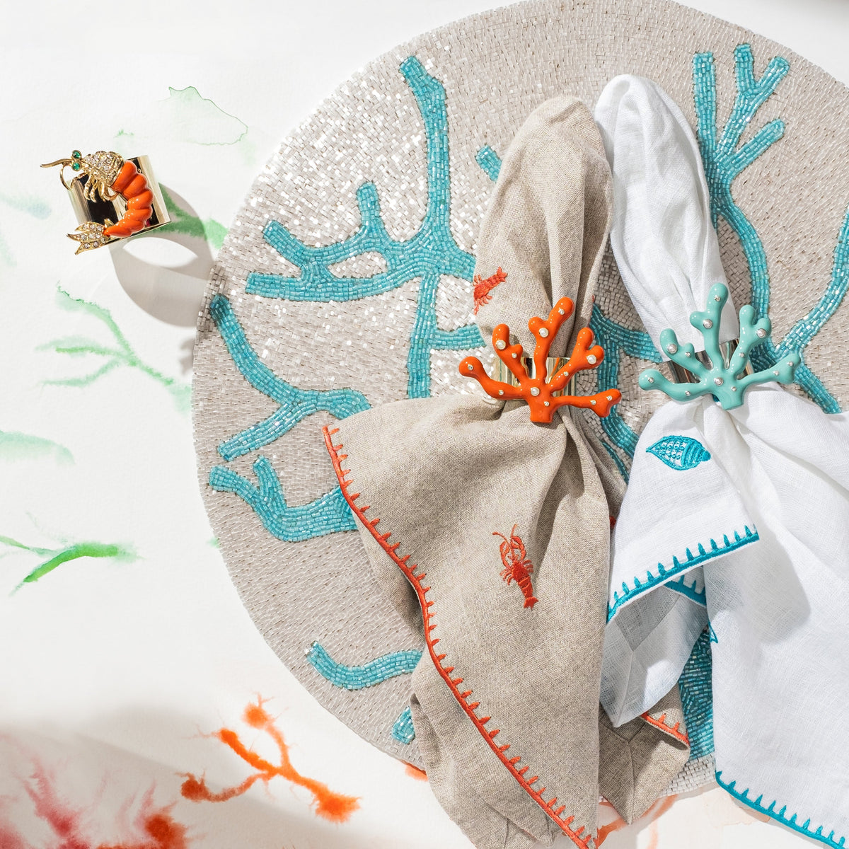 Coral Napkin Rings – Turquoise (Set of 4)