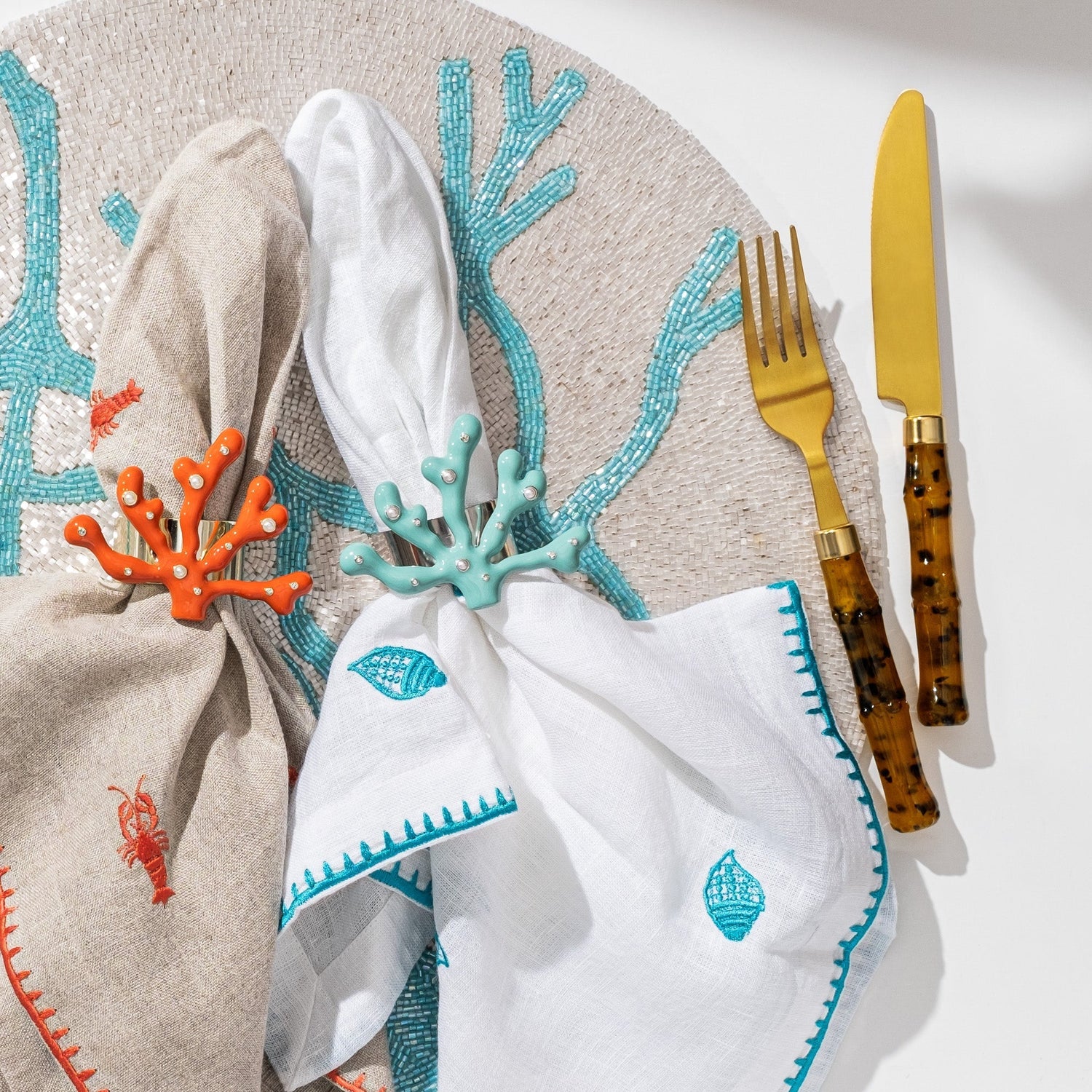 Coral Napkin Rings – Turquoise (Set of 4)