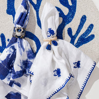 Crab Embroidered Dinner Napkins – White (Set of 2)o