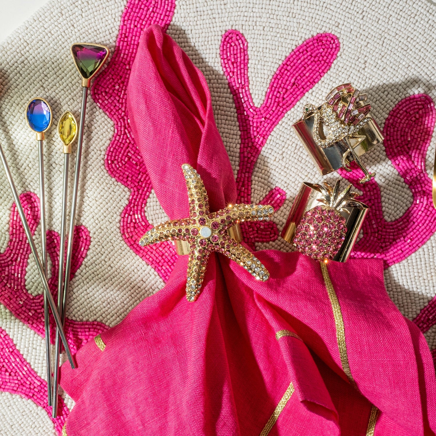 Sparkling Starfish Napkin Rings – Pink (Set of 4)