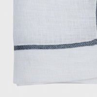 Gunmetal Trim Linen Dinner Napkins – White (Set of 2)
