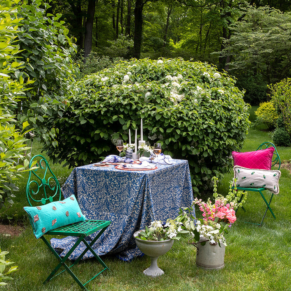 Damask Print Tablecloth – Blue