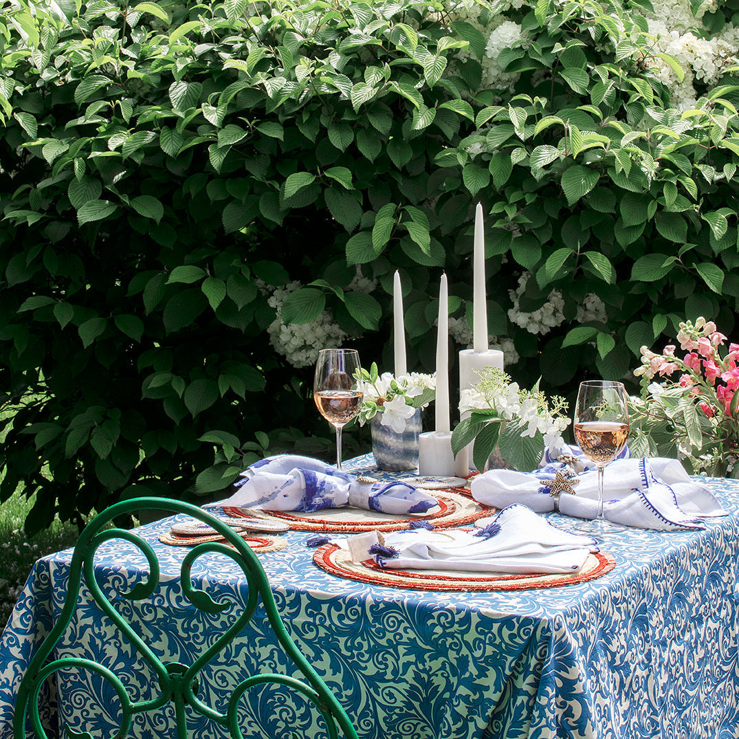 Damask Print Tablecloth – Blue