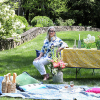 Damask Print Tablecloth – Blue