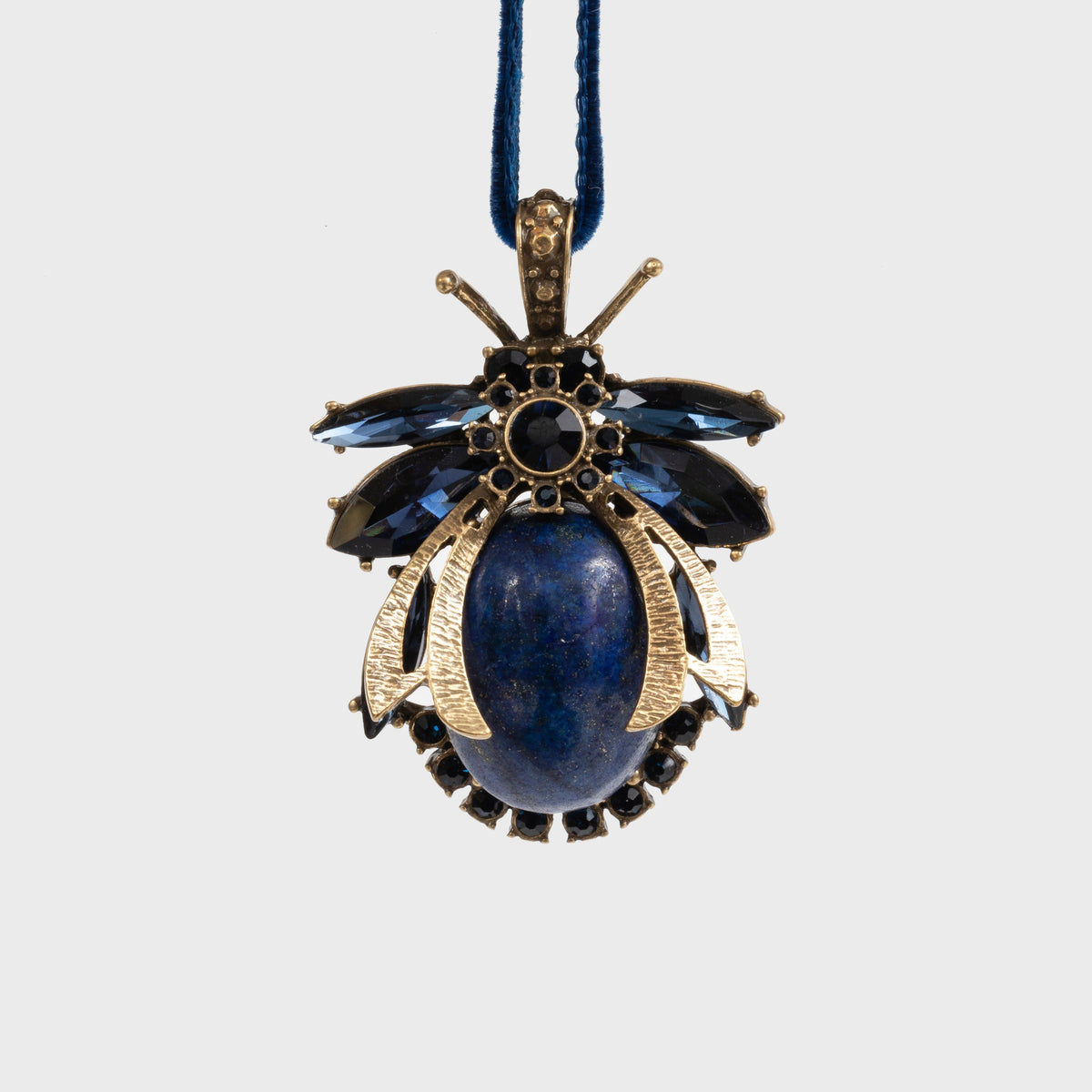 Vintage Bug Hanging Ornament, Lapis Tazuli