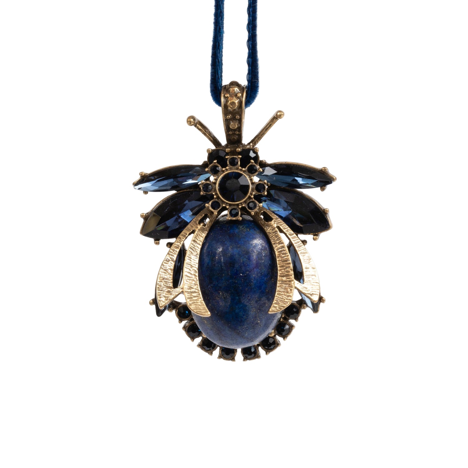 Vintage Bug Hanging Ornament, Lapis Tazuli