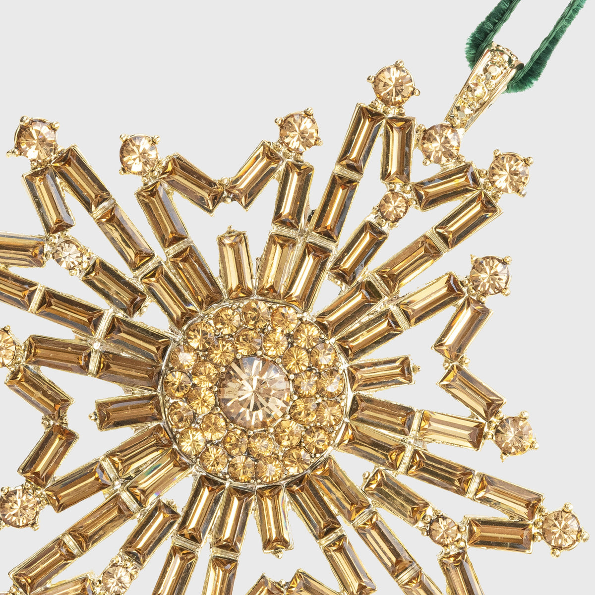 Baguette Snowflake Hanging Ornament, Gold