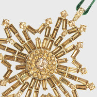 Baguette Snowflake Hanging Ornament, Gold