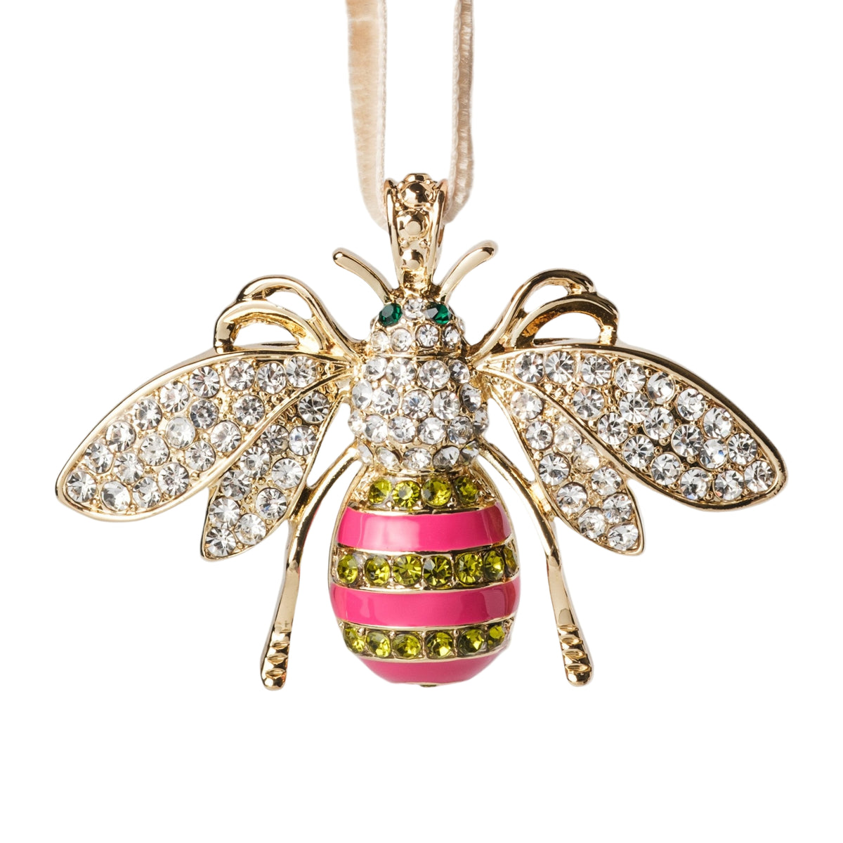 Stripey Bee Hanging Ornament, Pink