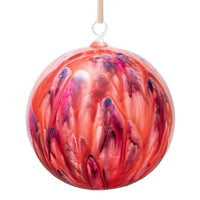 Feather Paint Large Glass balls, Red, Set of 2