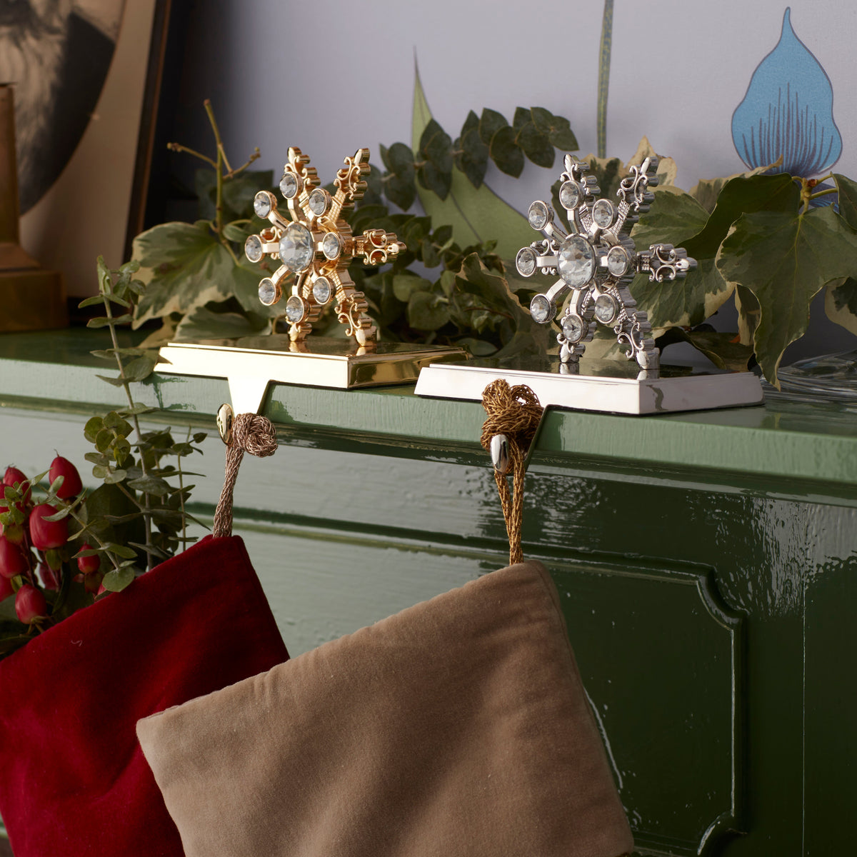 Silver Snowflake Stocking Hanger