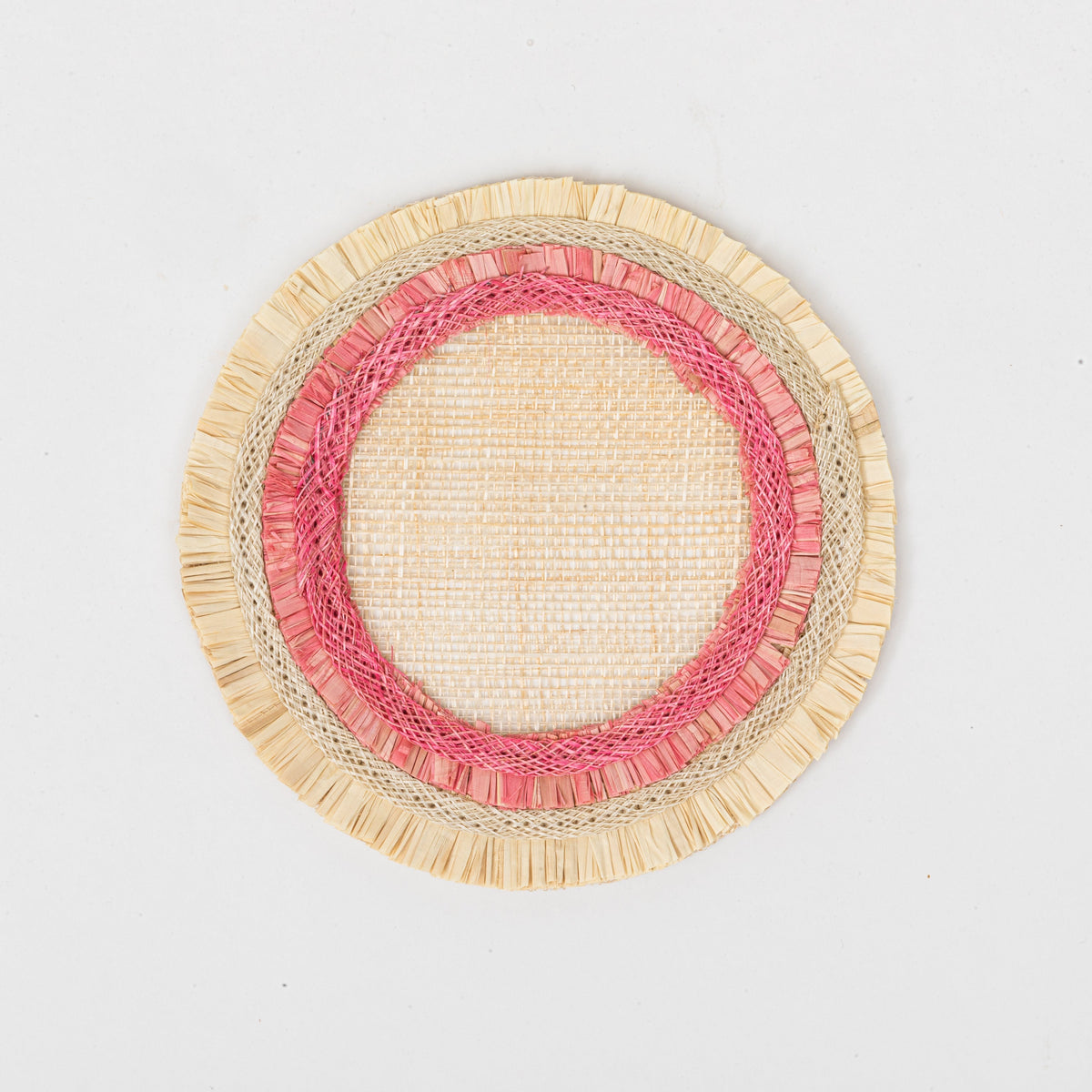 Ruffle Edge Straw Coasters – Pink (Set of 4)
