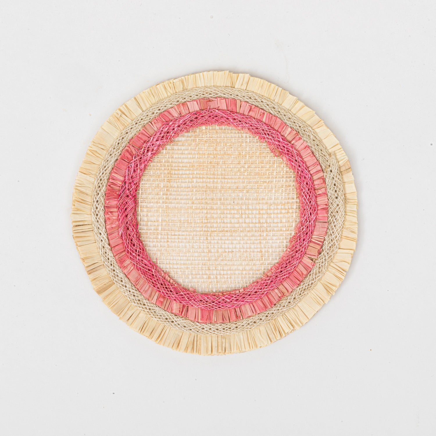 Ruffle Edge Straw Coasters – Pink (Set of 4)