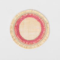 Ruffle Edge Straw Coasters – Pink (Set of 4)