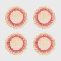 Ruffle Edge Straw Coasters – Pink (Set of 4)