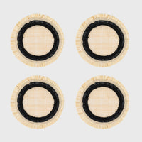 Ruffle Edge Straw Coasters – Black (Set of 4)