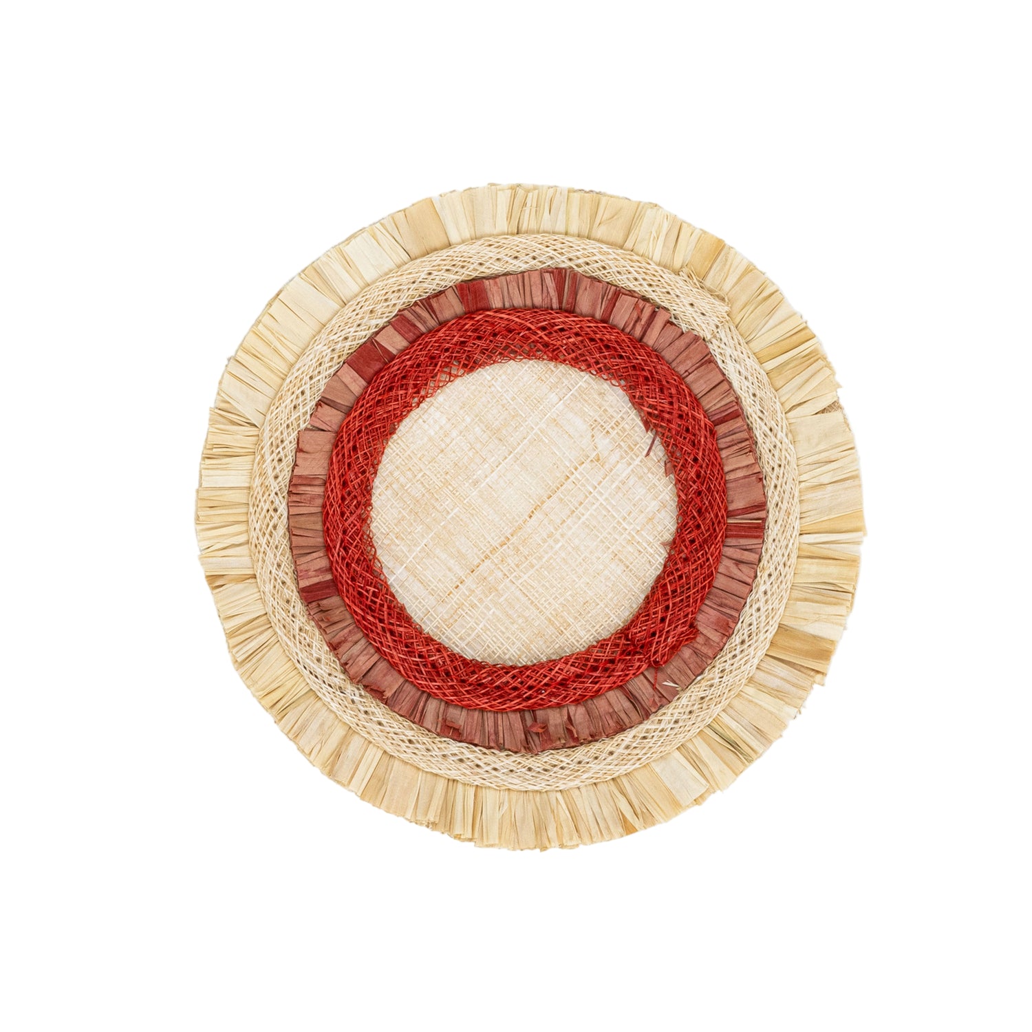 Ruffle Edge Straw Coasters – Red (Set of 4)