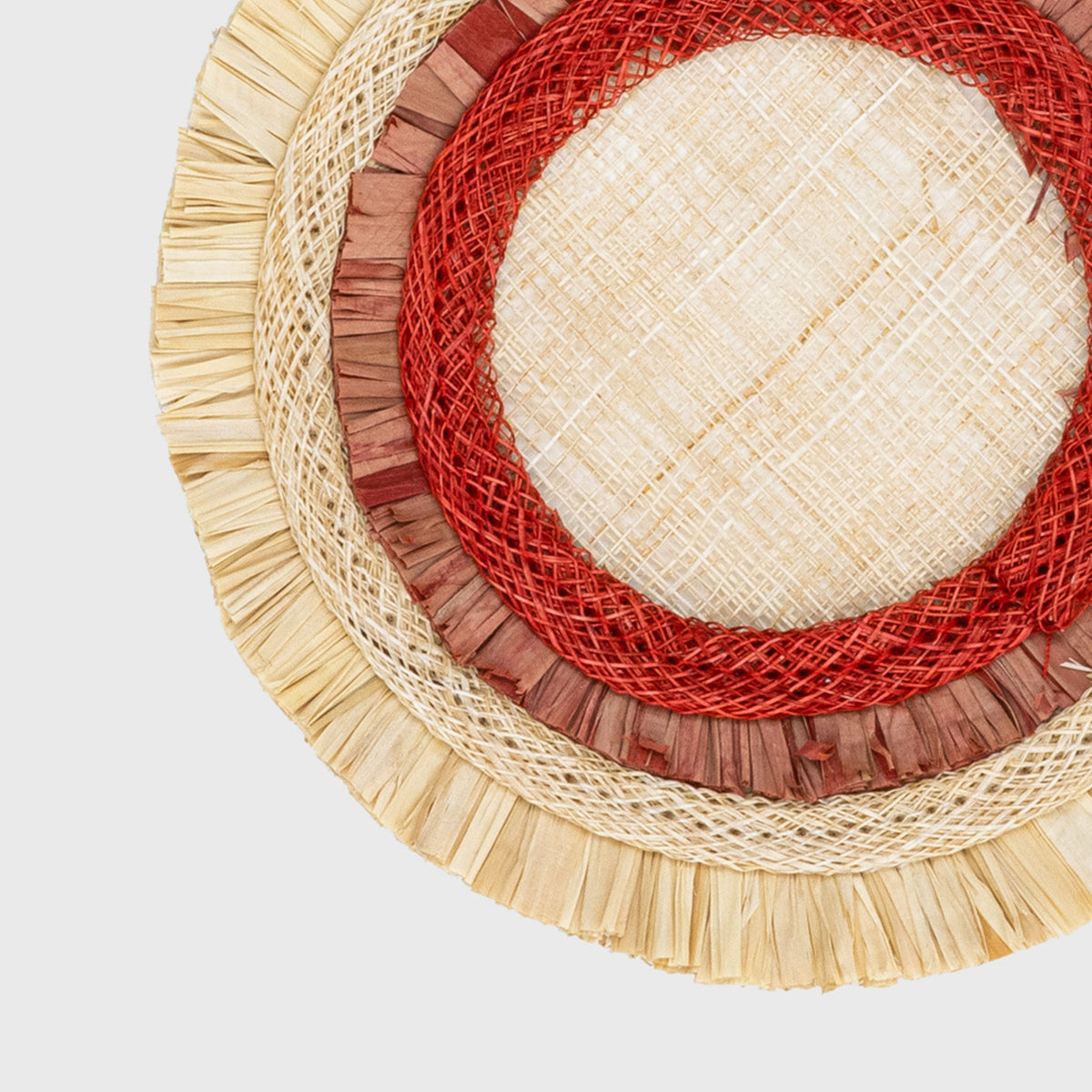Ruffle Edge Straw Coasters – Red (Set of 4)