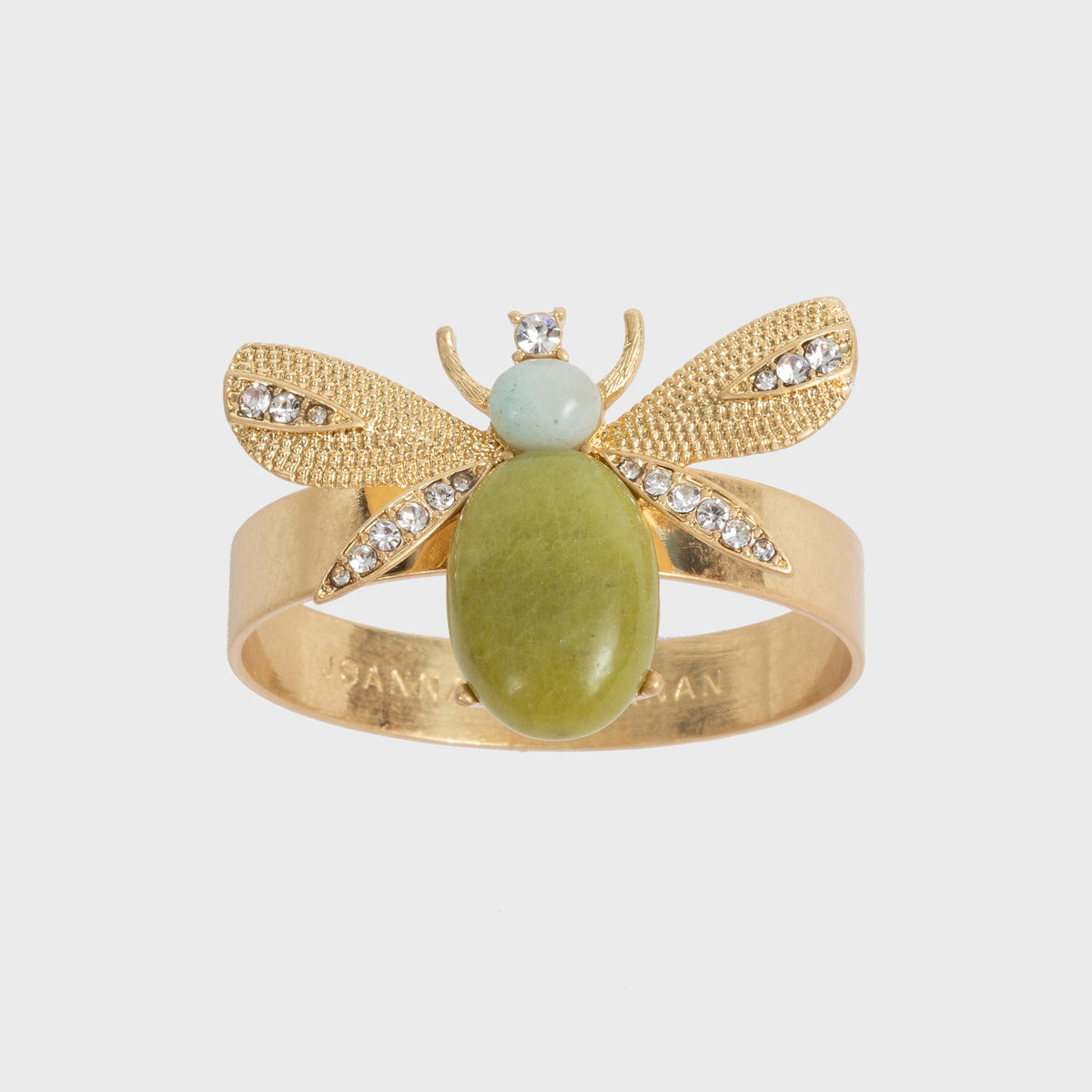Etched Wing Bug Skinny Napkin Rings – Lemon Jasper (Set of 4)