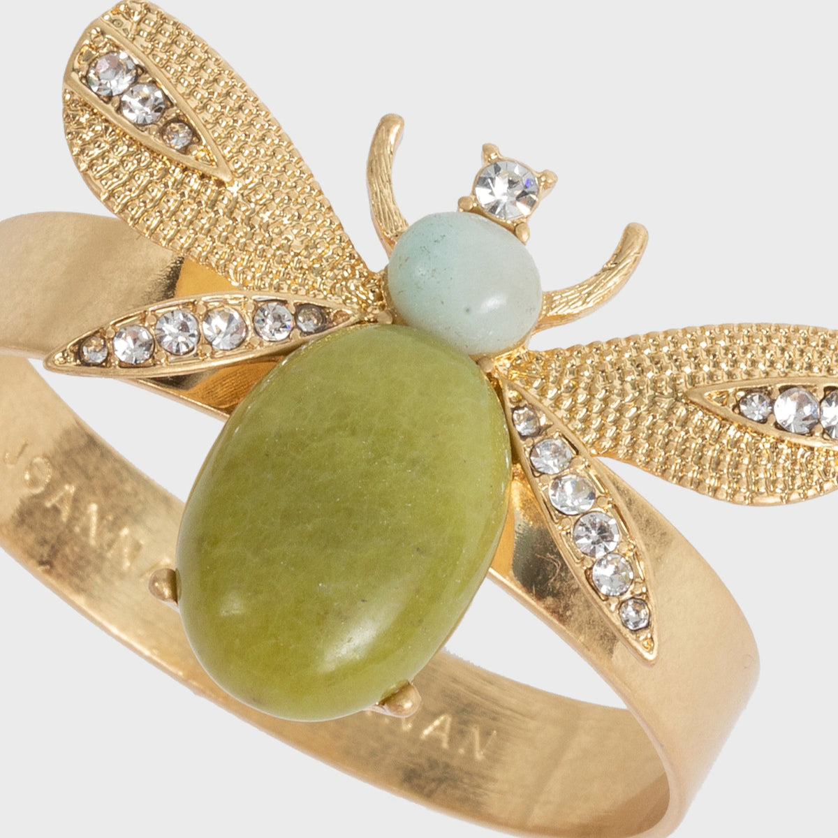 Etched Wing Bug Skinny Napkin Rings – Lemon Jasper (Set of 4)