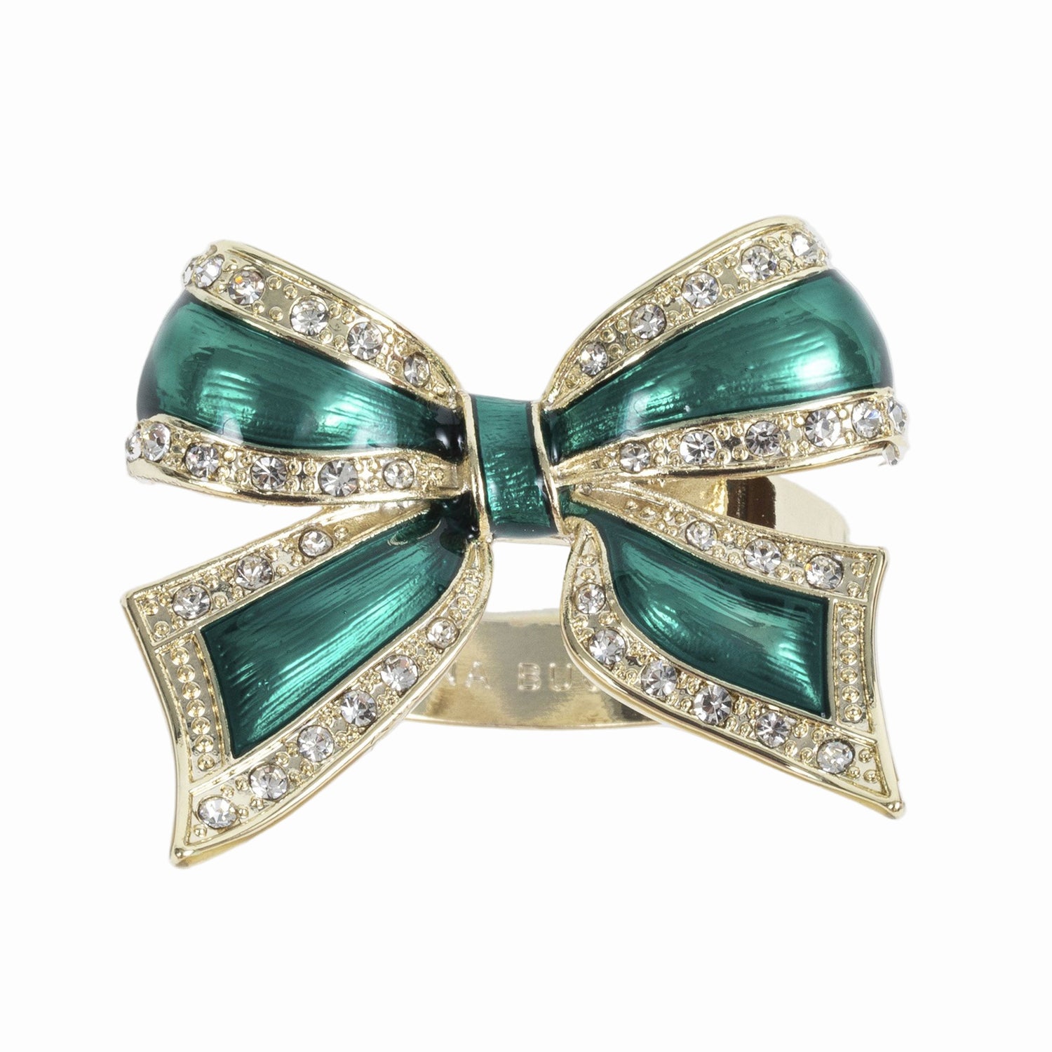 Enamel Bow Skinny Napkin Rings – Green (Set of 4)