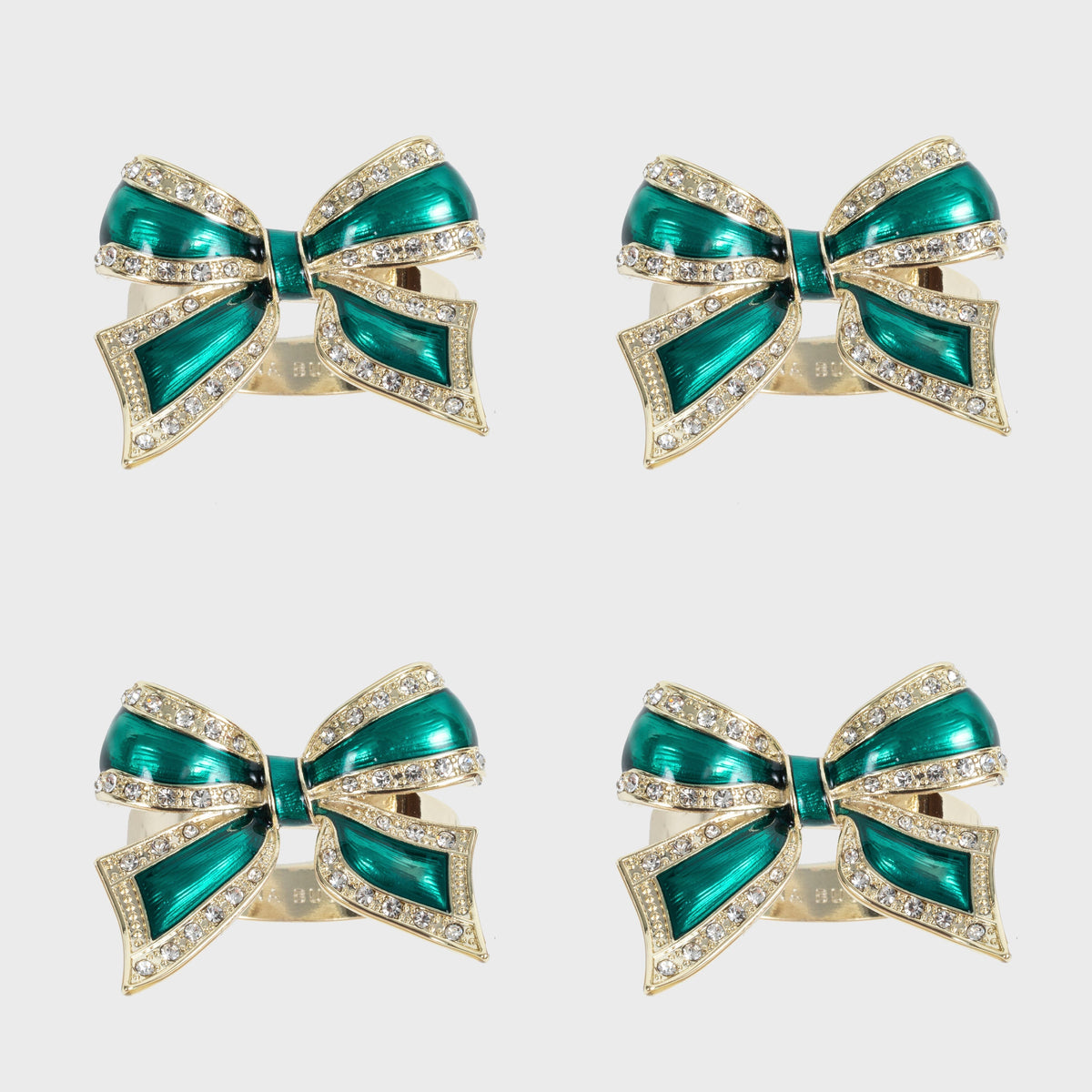 Enamel Bow Skinny Napkin Rings – Green (Set of 4)