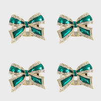 Enamel Bow Skinny Napkin Rings – Green (Set of 4)
